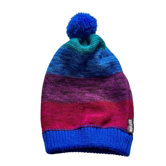 MukLuks Colorful Cozy Stripe Pom Pom Winter Beanie - Picture 1 of 6